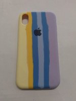 CAPA PARA APPLE IPHONE XR SILICONE VELUDO LISTRAS COLORIDAS