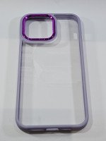 CAPA PARA APPLE IPHONE 14 PRO MAX ACRILICO COM BORDA ROXA
