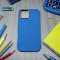 CAPA PARA APPLE IPHONE 15 AZUL SILICONE VELUDO