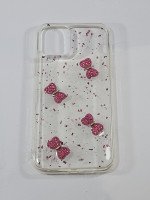 CAPA PARA APPLE IPHONE 11 PRO SILICONE TRANSPARENTE COM LACINHO E BRILHO ROSA
