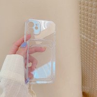 CAPA PARA APPLE IPHONE 14 TRANSPARENTE SILICONE C/ PORTA CARTAO