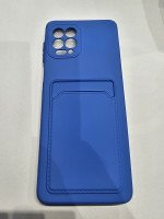CAPA PARA MOTOROLA MOTO G100 AZUL SILICONE COM VELUDO E PORTA CARTãO