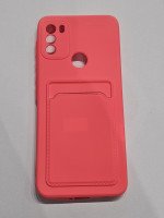 CAPA PARA MOTOROLA MOTO G50 SILICONE VELUDO COM PORTA CARTãO ROSA