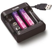 CARREGADOR DE BATERIA USB P/2BATER.9V/PILHAS 1500MAH BLISTER 46RSCUSB - ELGIN