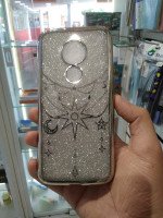 CAPA PARA MOTO G7 POWER SILICONE PRATA COM GLITTER