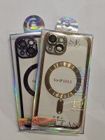 CAPA PARA APPLE IPHONE 13 C MAGSAFE TRANSPARENTE C BORDA