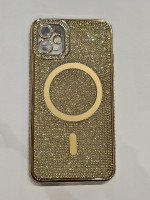 CAPA PARA IPHONE 11 SILICONE DOURADA C STRASS MAGSAFE