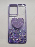 CAPA PARA MOTOROLA MOTO G14 SILICONE ROXA COM BRILHO E POPS DE CORACAO