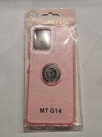 CAPA PARA MOTOROLA MOTO G14 SILICONE TRANSPARENTE GROSSA C ANEL ROSA